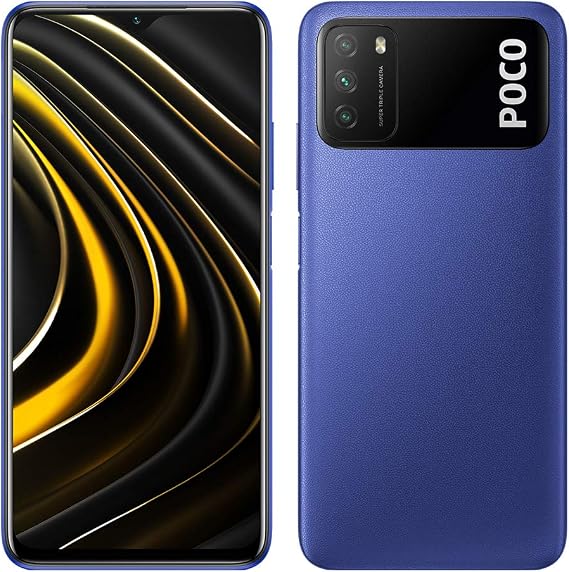 Xiaomi POCO M3 Smartphone, 4 GB + 128 GB, 6.53 "FHD + Schermo grande 1080P FHD + 50MP, Tripla Fotocamera, Batteria 6000mAh, Altoparlanti Doppi, Jack per Cuffie da 3.5 mm, Blu (Cool Blue)