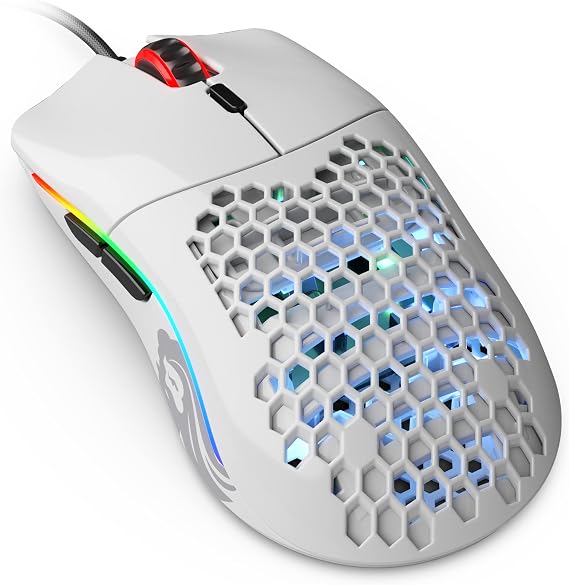 Glorious Modelo PC Mouse, Wired Gaming Mouse, Lightweight, RGB, 6 Program Buttons, USB Mouse, White, 2.0 oz 58 g
