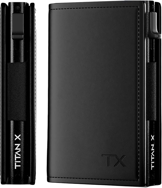 TITAN X Trifold Wallet | Minimalist Slim Metal Leather anti RFID Wallet | Front Pocket Minimalist Wallet For Men, Gift Boxed (Black Leather)