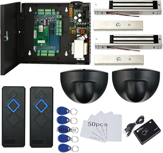 1 Door Access Control Systems with 600lbs Magnetic Lock Waterproof Reader 110V Power Box Exit Motion Sensor Complete Kit
