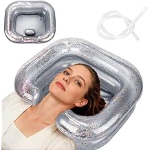 Inflatable Hair Washing Basin, Portable Shampoo Bowl with Pillow and Drain Hose, Hair Washing Basin for Bedridden, Disabled, Injured, Perfect for Dreadlocks (Grey)