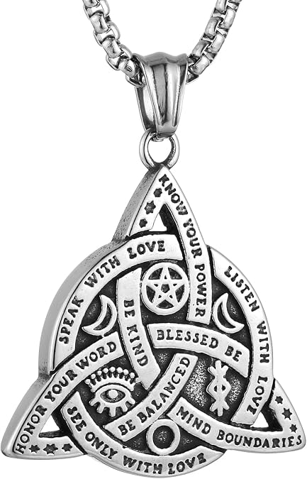 HZMAN Stainless Steel Celtic Witches Trinity Knot Necklace