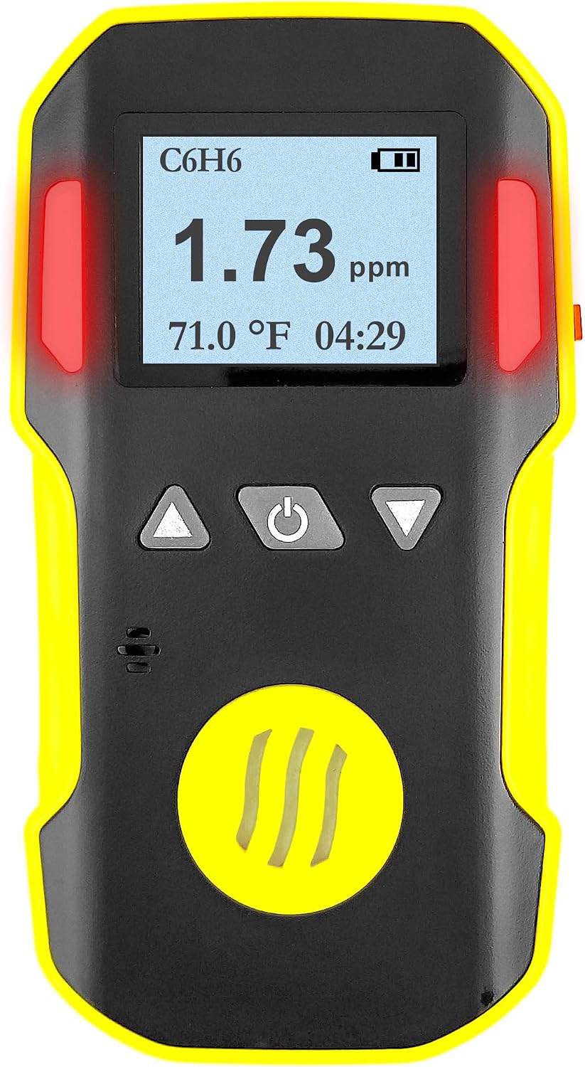 Benzene Detector C6H6 by Forensics | USA NIST Calibration & Certificate | Dust & Explosion Proof | USB Recharge | Sound, Light and Vibration Alarms | 0-20 ppm