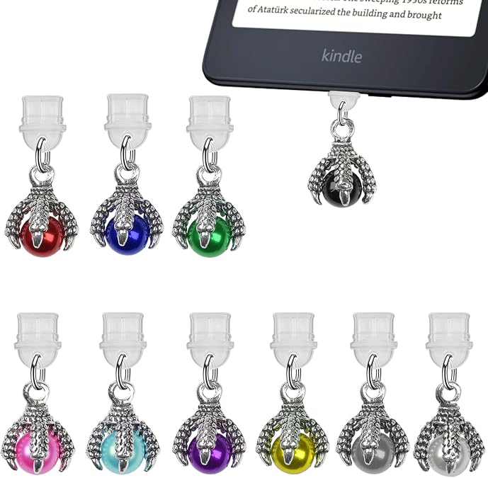 Kindle Charms, 9 Pack Charms for E-Readers, USB C Dust Plug Charm Compatible with USB C Charging Port, Gift for Reading Lovers, Teachers, Students, Kindle Accessories (Wacky, for USB C Prot)