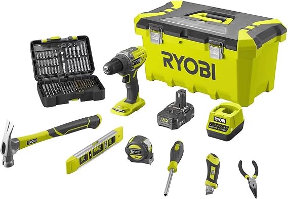 RYOBI R18PD3-120TAH 18V Cordless Hammer Drill + Accessory Set - 2.0Ah - 5133005505