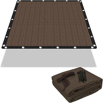 FAIR WIND 90% Sun Shade Cloth with Improved Grommets 10 x 10 Outdoor Sun Screen Fabric Cover for Patio Garden Pergola Canopy - Mocha