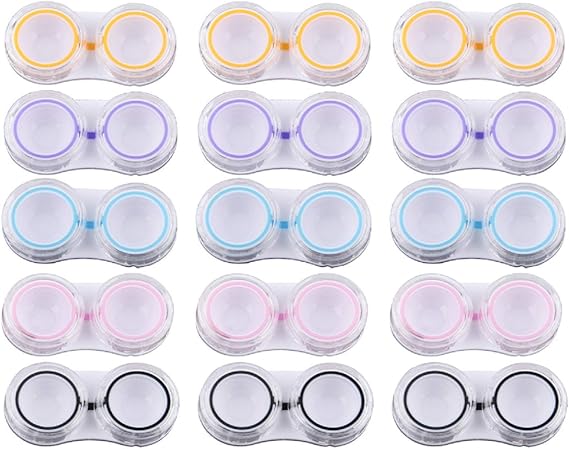 KISEER 15 Pack Clear Cute Contact Lens Case Box Holder Container Storage Kit