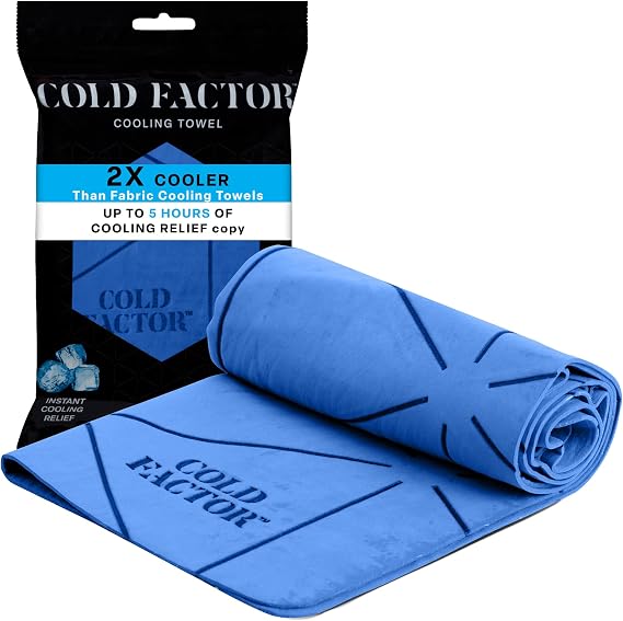 Instant PVA Cooling Towels, Cooling Neck Wraps, Blue, 1 Pack | 5 Hours of Cooling, UPF 50+, Soft Cooling Towels for Neck and Face, Machine Washable, Ideal for Sports & Workouts, 13"x29.5"