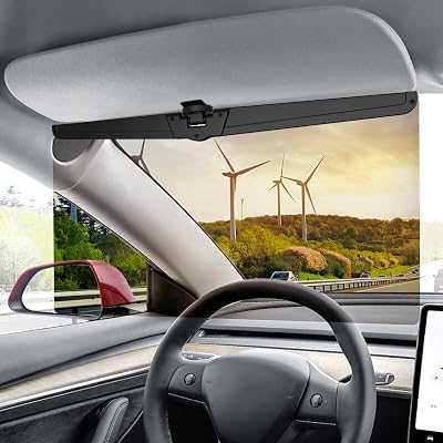 Veharvim Sun Visor Extender for Cars, Upgraded Polarized Car Visor Extender Sun Blocker UV400, Universal Visor Extension for Car Visor, Clip on Sun Visor for Car Universal1 Pack