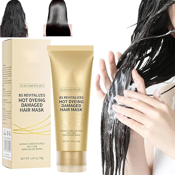 8S Revitalizes Damaged Hair Mask, Professional Keratin Treatment,Deep Conditioner for Dry, Damaged Hair, Nautral, Vegan, Hydrating and Conditioning, 2.47 oz