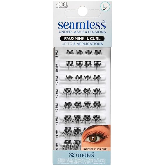 Ardell Seamless Underlash Lash Extension Kit - DIY Lash Clusters, Faux Mink L Curl Individual Lashes, Eyelash Extension for Natural Look Lash Kit, 32 Count, 1-Pack