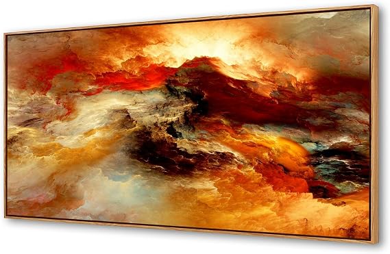 YYYYHPP WKYP0262 Abstract Wall Art Orange Flow Canvas Wall Art Wood Framed Canvas Prints Painting Pictures Ready to Hang for Living Room Bedroom Kitchen Home and Office Wall Decor