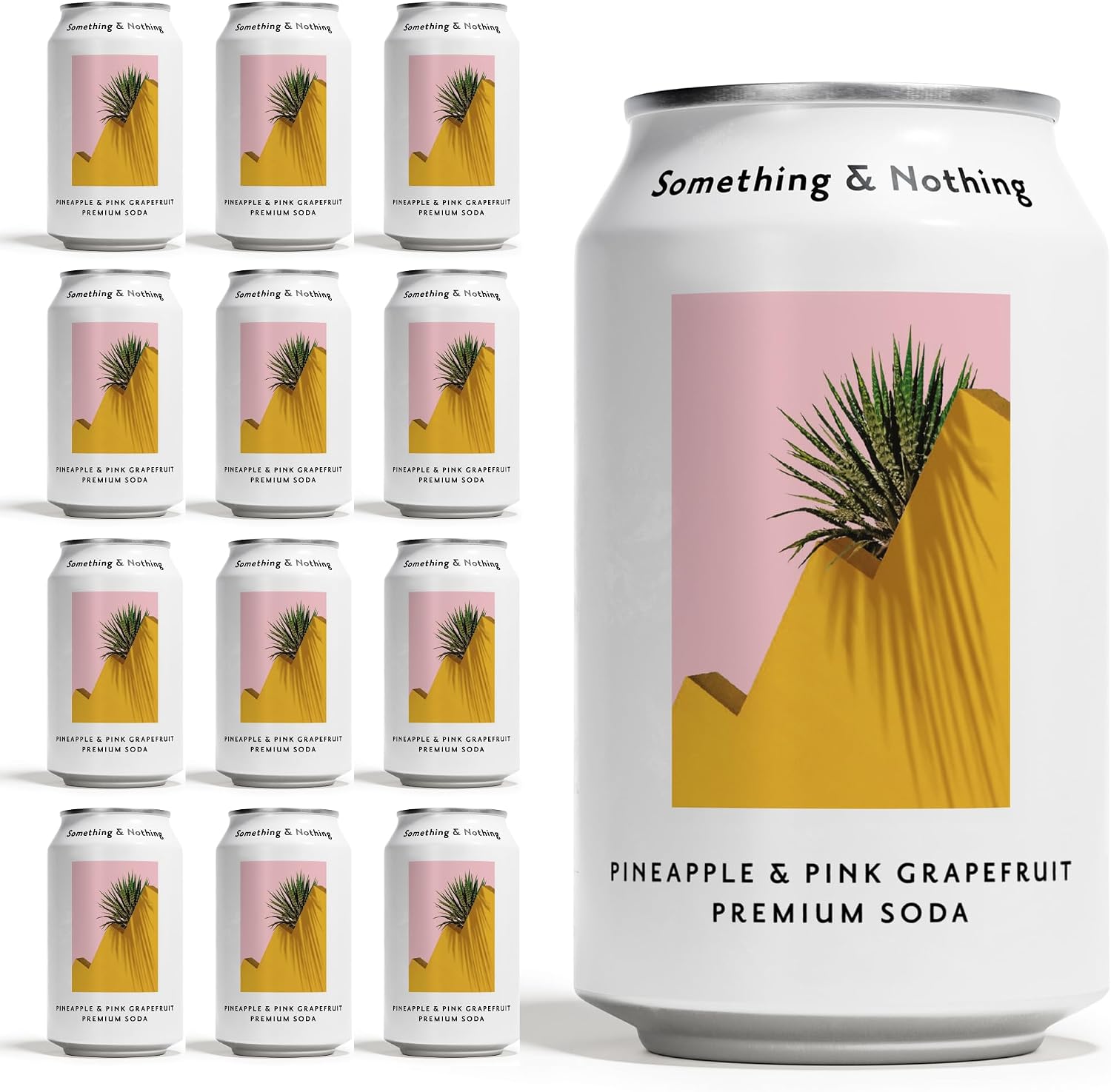 Something & Nothing Pineapple & Pink Grapefruit Flavoured Sparkling Water 12x 330ml Cans | Lightly Carbonated Fizzy Soda Waters with Added Grape & Lemon Juice | Vegan & Low Calorie Healthy Soft Drinks