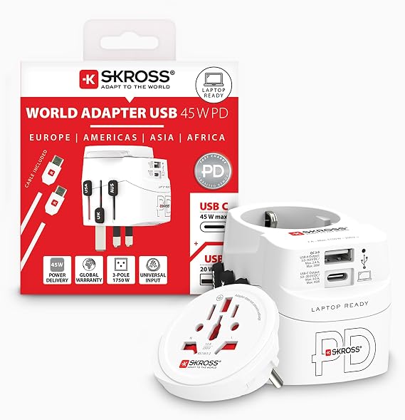 Skross 1.302474 Travel Adapter Pro Light USB AC45PD World