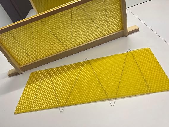 bee hive frames and wax foundations 10x Wired Wax Foundation Sheets and Frames, 100% Beewax Beekeeping national bee hive super brood frames wired wax