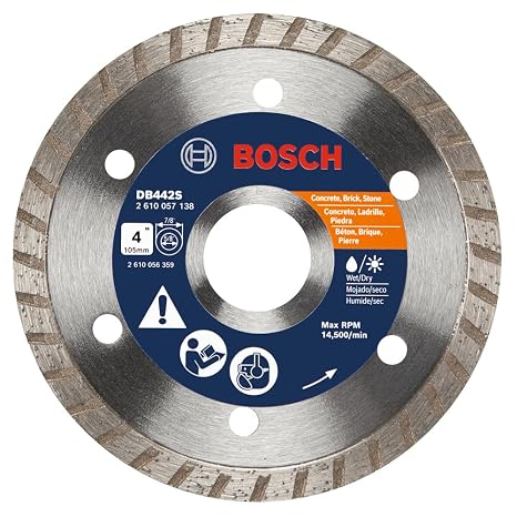 Bosch DB442S 4 in. Standard Turbo Rim Diamond Blade for Smooth Cuts