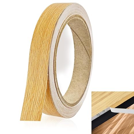 Self-Adhesive Light Oak Veneer Edging Tape 10m for Wood Trim and Worktop Restoration DIY Wood Grain Repair Tape Ideal for Furniture Decoration with Durable Yellow Oak Finish