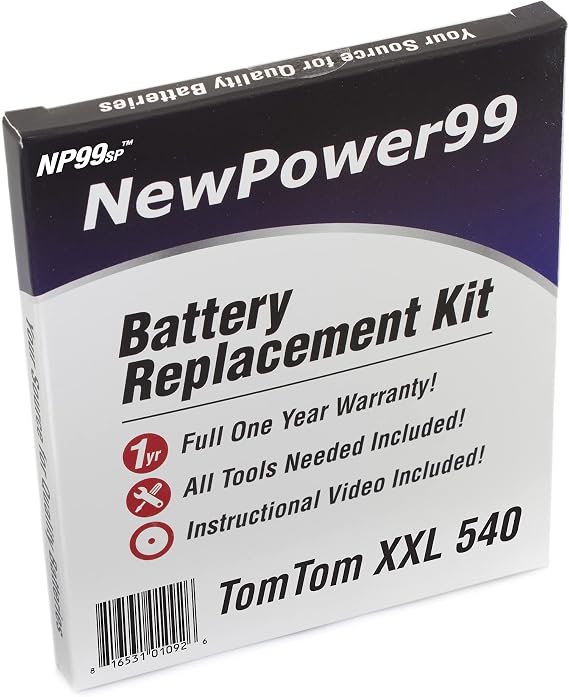 TomTom NewPower99 Battery Replacement Kit with Battery, Video Instructions and Tools XXL 540