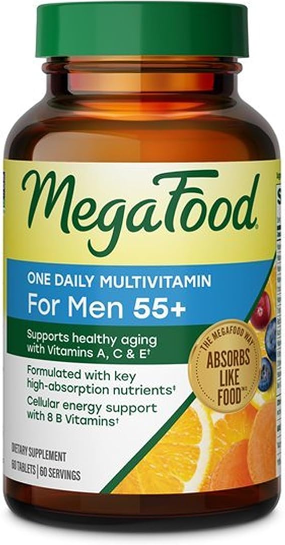 MegaFood One Daily Multivitamin for Men 55+ with 19 Nutrients, 60 Tablets