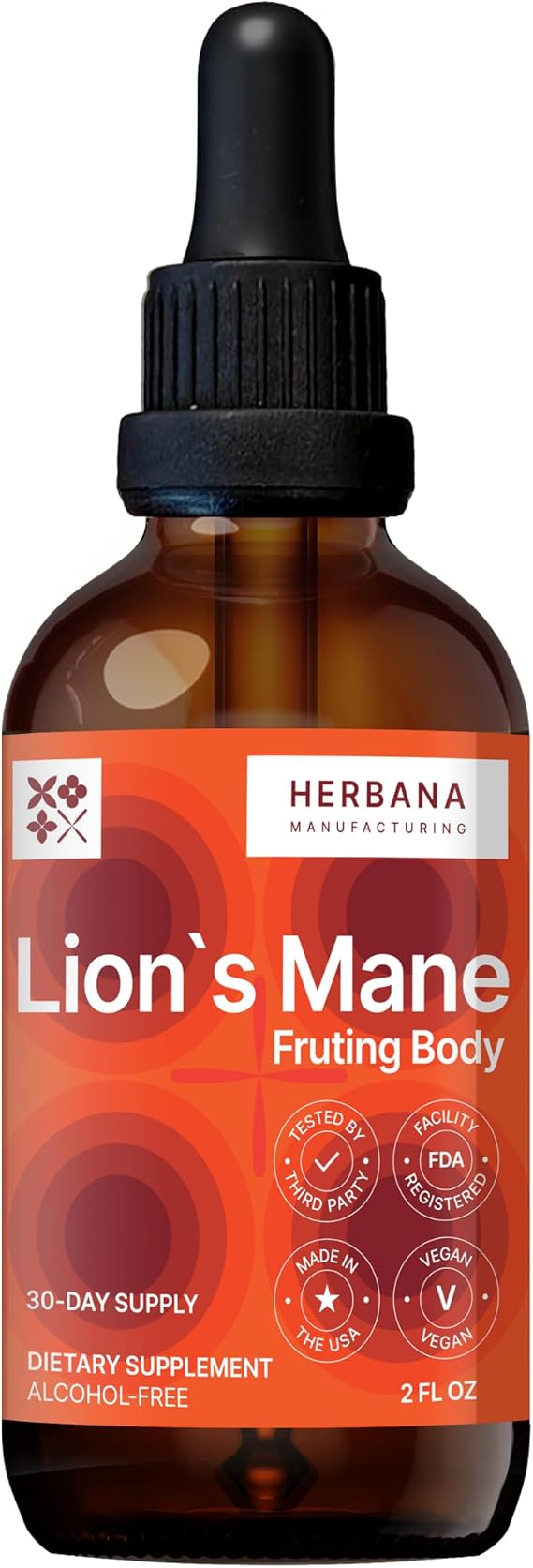Lion's Mane 2 fl oz Liquid Extract - Natural Mushroom Drops - Tincture for Brain, Memory, Mental Clarity & Focus - Immune Support - High Potency Formula - 30-Day Supply