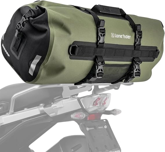 Lone Rider Waterproof Motorcycle Duffle Dry Bag 30L - Roll Top Green