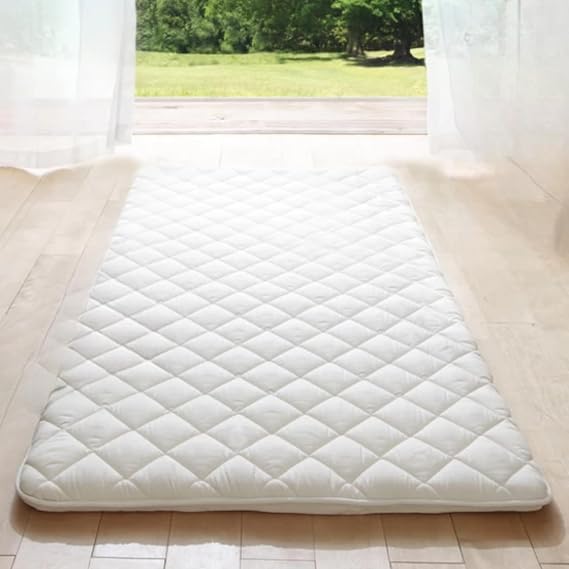 MIINA Japanese Futon Mattress, Made in Japan Twin (39"78") White, Foldable Floor Lounger Bed Tatami Mat, Roll Up Sleeping Pad, Shikibuton