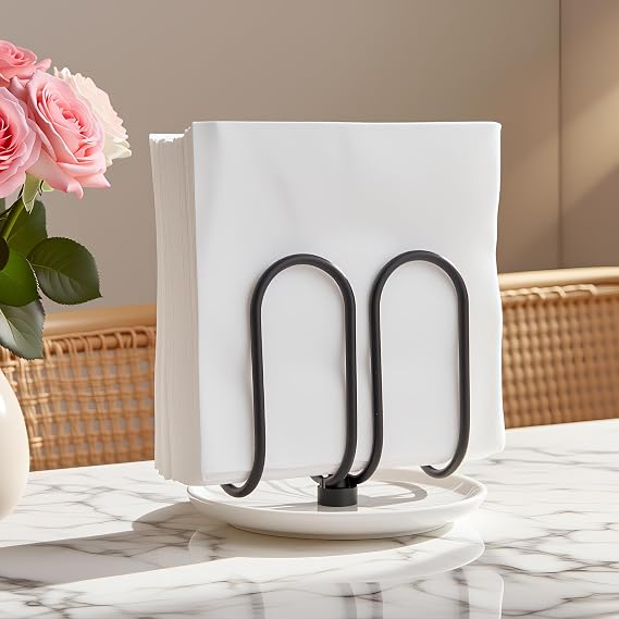 Napkin Holder for Table,Ceramic Base Effortless Cleaning,Classy Decor | 1 lb Weight Sturdy and Stable,Long-Lasting Shine,Fits Casual Paper Napkins,Free Standing,Cute Fancy,Servilleteros para Mesas