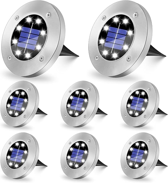 SCNNC Solar Pathway Lights Cool White, Pack of 8
