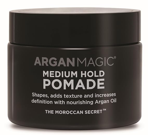 Argan Magic Medium Hold Pomade with Argan Oil | Shapes, Adds Texture, Increases Definition, Paraben Free (8 Oz)