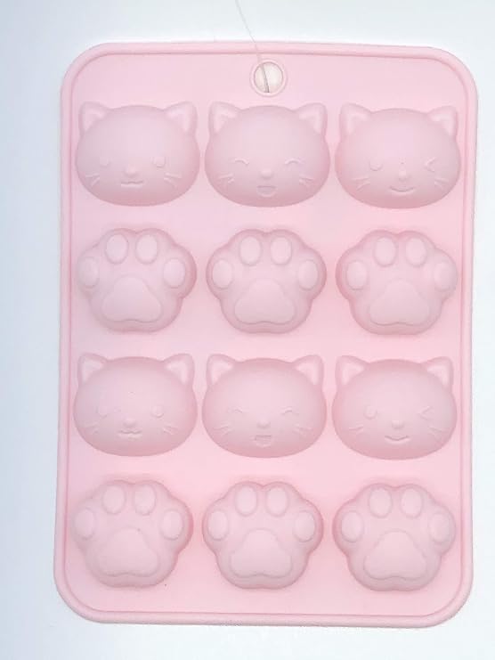 Silicone Chocolate Mold Cat and Cat's Sole (Pink)
