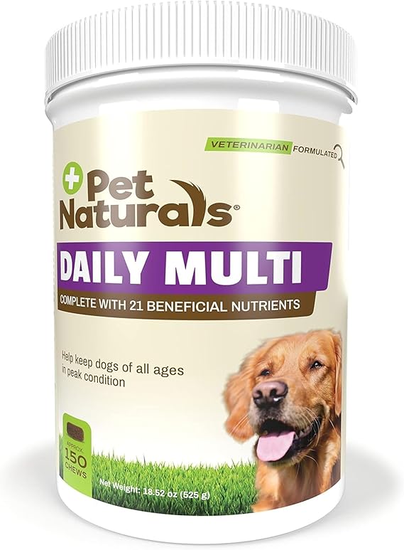 Pet Naturals Daily Multivitamin for Dogs 21 Essential Nutrients, Fatty Acids & Antioxidants for Complete Health, Supports Energy, Digestion, Skin & Coat | Veggie Flavor Soft Chews, 150 Count