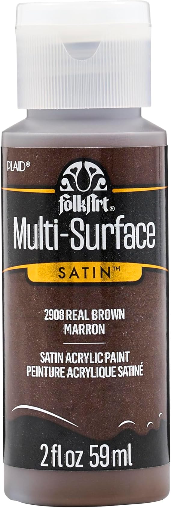 FolkArt Multi-Surface Paint in Assorted Colors (2 oz), 2908, Real Brown