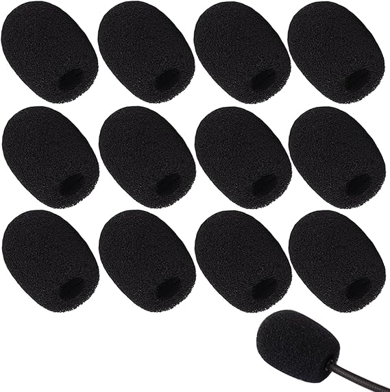 12 Pack Microphone Covers Foam, Noise Reduction Mic Cover, for Lapel and Headset Microphones Windscreen