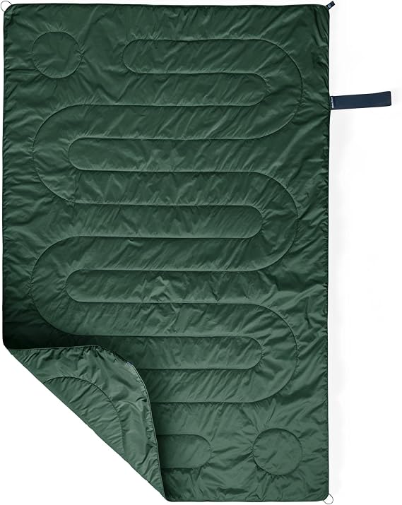 Infinity Travel - Packable Blanket - Puffy - for Travel Outdoor Picnic Trip Camping Beach - 57 x 38 (Pine Green)