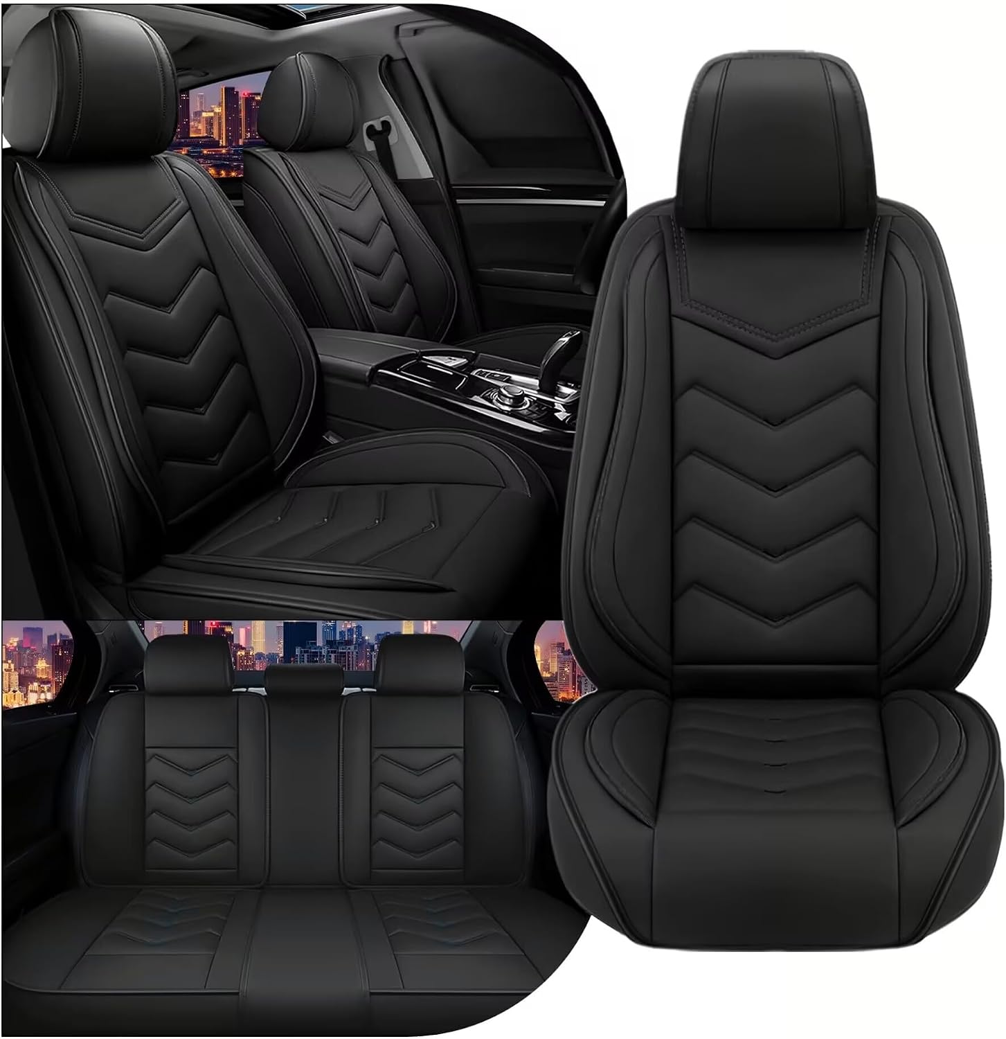 Car Seat Covers for Jeep Grand Cherokee L 2021-2025, Stylish Sport Seat Cover, Premium Nappa Leather Car Seat Cover. Automobile Seat Covers Sets.Standard 5 SeatsPure Black