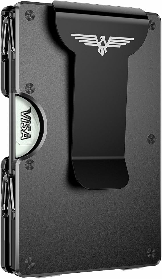 Lenvoten Upgraded Hinged Minimalist Wallet for Men, RFID Blocking Wallet | Slim Metal Aluminum, Credit Card Holder, Money Clip Holds 20 Cards, Premium Scratch-Resistant Finish, Ideal Gift for Men