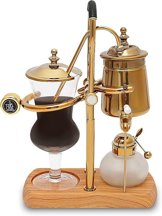 Belgian Luxury Royal Family Balance Syphon Coffee Maker, Retro Elegant Vacuum Coffee Maker Siphon Brewer, 400 ml (Gold)