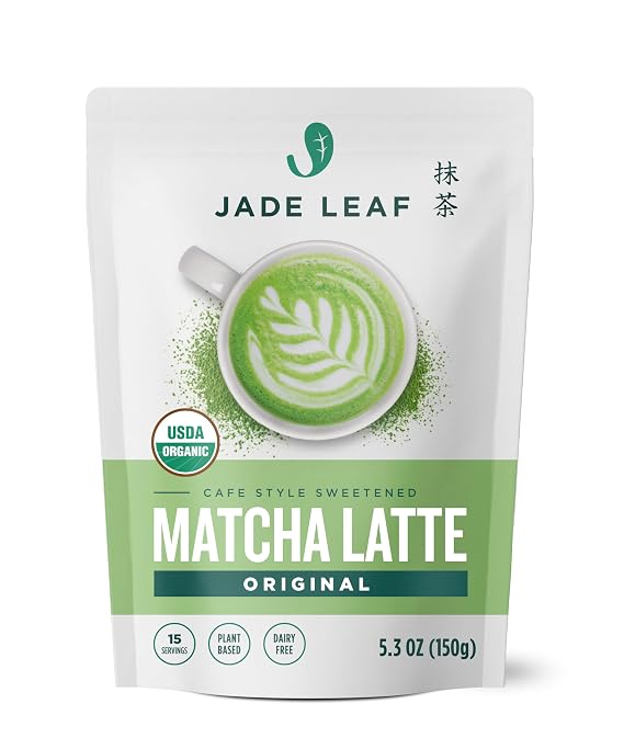 Jade Leaf Matcha Organic Matcha Latte Mix - Lightly Sweet Japanese Matcha Green Tea Powder with Organic Cane Sugar for Cafe Style Blend, 5.3 Ounce  150g Pack of 1