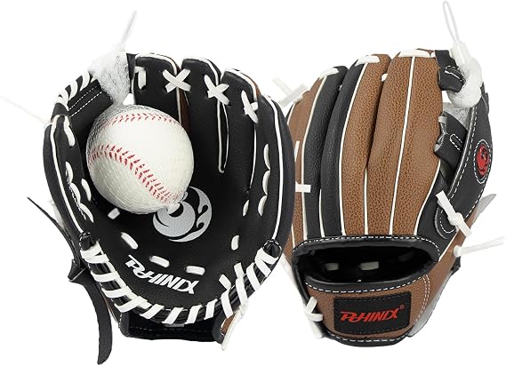 PHINIX Tee Ball Glove with Soft Baseball for Kids Play & Training 8.5"-10"