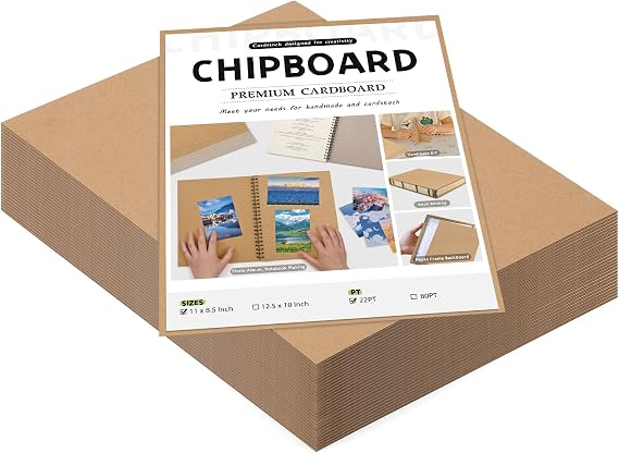 JNENERY 100 Chipboard Sheets 8.5 x 11", 22PT Cardboard for Crafts