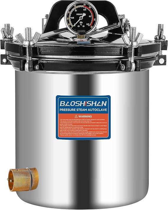 BAOSHISHAN 18L Steam Autoclave Stainless Steel | 19 QT Portable Pressure Autoclave, 1KW, 110V