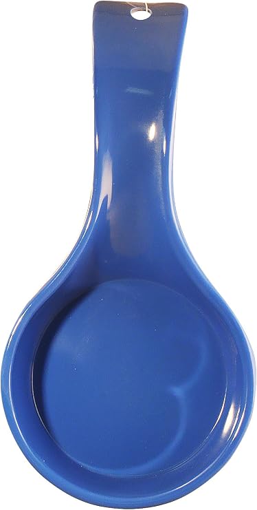 Reston Lloyd Kitchen Counter Utensil Spoon Rest, Ladles, Spaghetti Forks, Spatulas, Durable BPA-Free Plastic Dishwasher Safe, Decor, Space Saving Hanging Hole on Handle, Azure