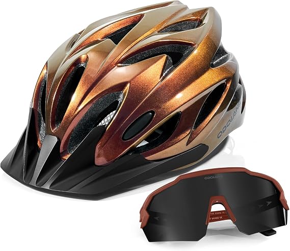 Odoland Adult Bike Helmet and Cycling Sunglasses Set for Men & Women, Safety Certified Bicycle Helmet with UV Protection Glasses for Mountain, Skating, Road, City Commuting & Outdoor Riding