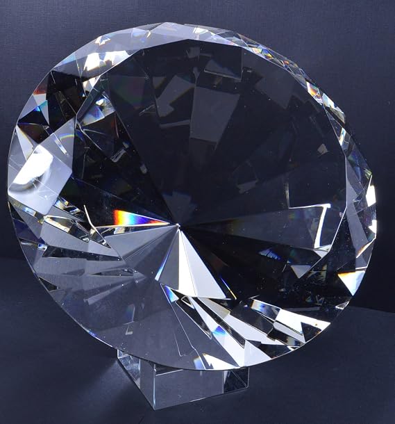 Clear Glass Diamond Paperweight 8" Diameter (200mm)