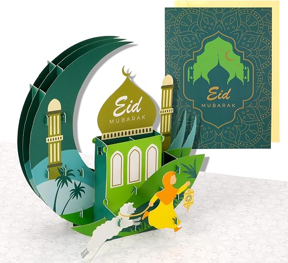 HOWAF Eid Mubarak 3D Pop Up Card Eid Mubarak Card Eid Mubarak Cards Eid Mubarak Greeting Cards with Envelopes for Friends Family Muslim Islamic Ramadan Eid Mubarak Gifts Eid Mubarak Decoration