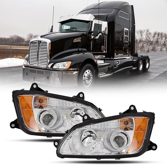 PAIR Headlights Compatible with Kenworth T660 T170 T270 T370 T440 T470 Front Headlight Assembly OE Replacement Driver and Passenger Side DOT Approved [Included All Bulbs]
