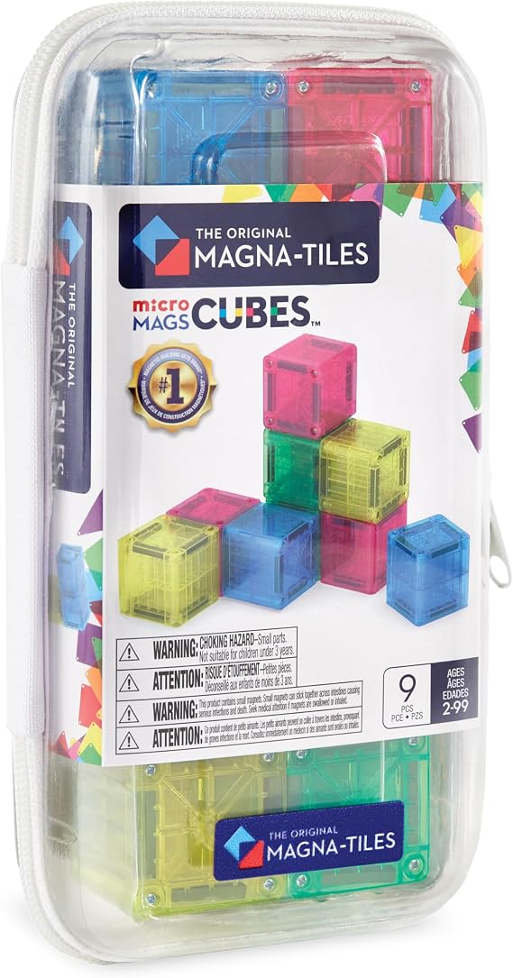 MAGNA-TILES microMAGS Cubes 9-Piece Magnetic Construction Set, The Original Magnetic Building Brand