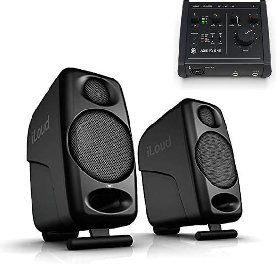 AXE I/O One - Professional USB Audio Interface with Z-TONE advanced guitar tone shaping | Micro Monitor 50 watt Portable Wireless Bluetooth Studo Monitors