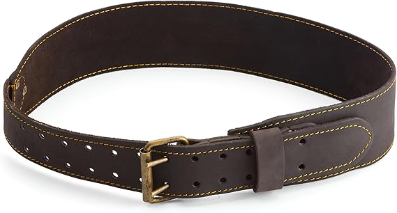 OX Pro Small/Medium 3" Wide Full Grain Leather Tool Belt with Double Stitched Construction Belt with Rivets - 27" to 38" Length - Cinturon Para Herramientas De Trabajo
