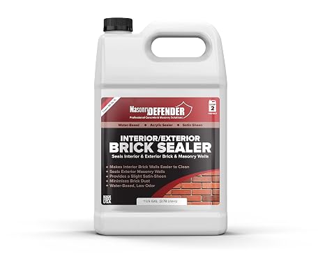 MasonryDefender Brick Sealer Satin Sheen - Water Based, Reduces Dust, Easy Clean - 1 Gallon
